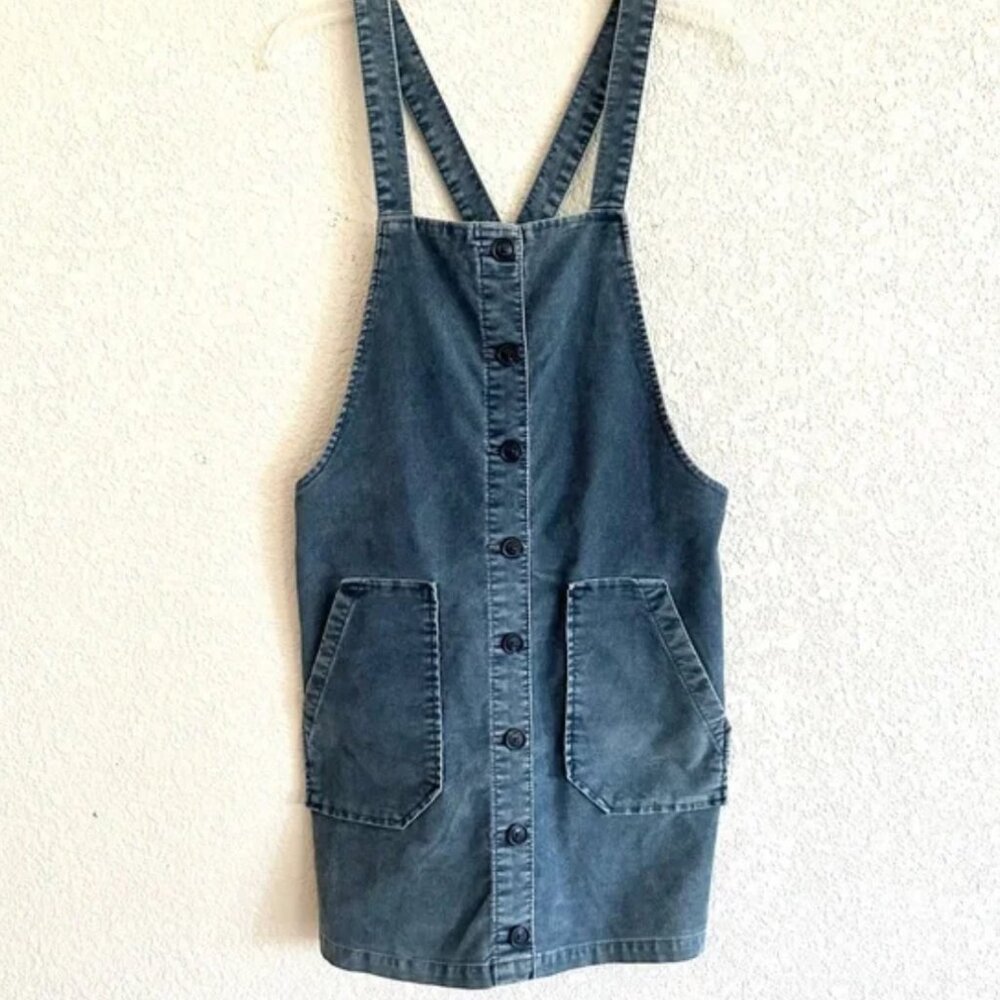 Women's American Eagle Blue Corduroy Button Down Mini Skirt Overalls S: S